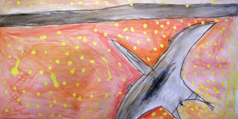 Pterodactyle crayons aquarellables cours enfants masseret