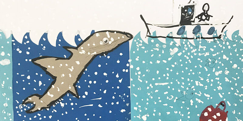 dessin collage requin et bateau cours enfants st genest