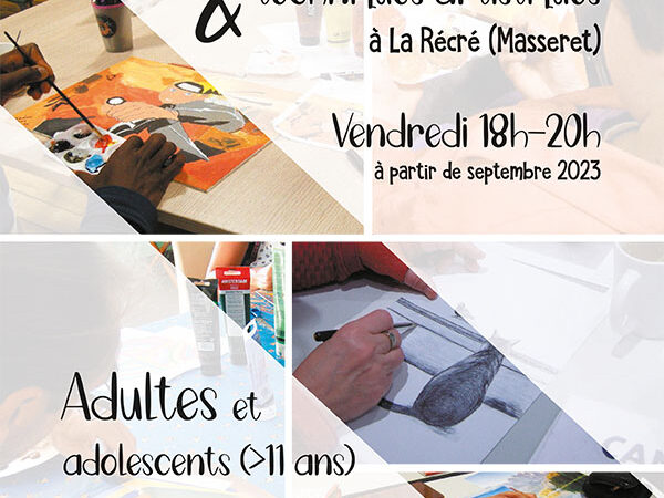 affiche cours dessin peinture enfants ados adultes Masseret