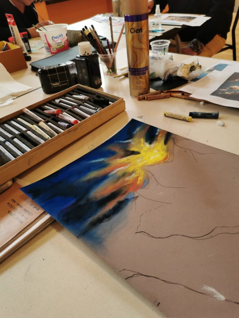 Cours dessin la croisille 31 mai paysage pastel