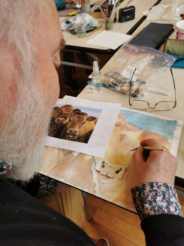 Cours dessin la croisille 31 mai vaches aquarelle 2