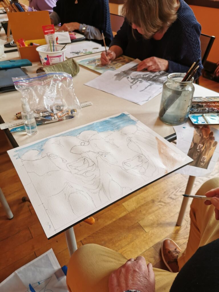 Cours dessin la croisille 31 mai vaches aquarelle