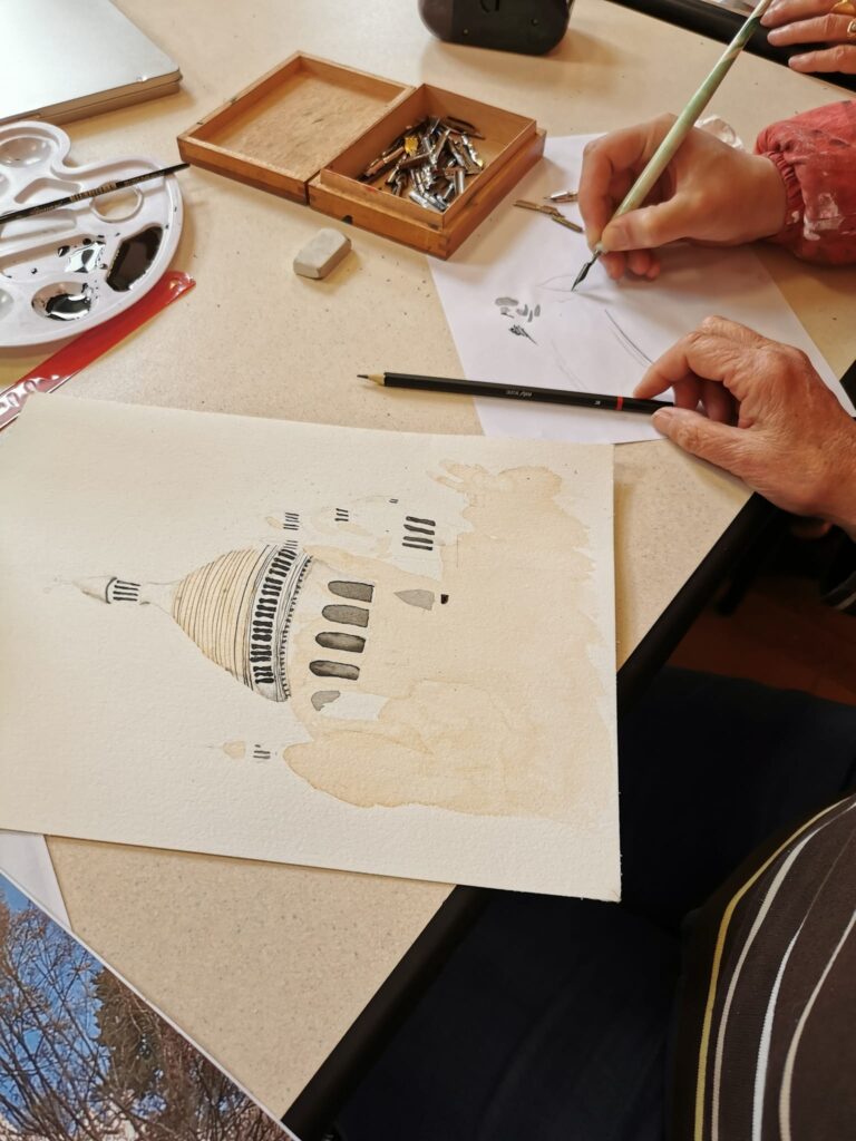 cathedrale encre aquarelle 2 la croisille 14 juin