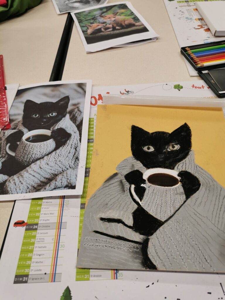 chat pastel cours dessin peinture la croisille