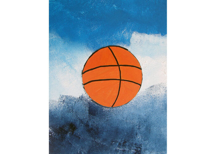 ballon de basket sur fond acrylique enfant