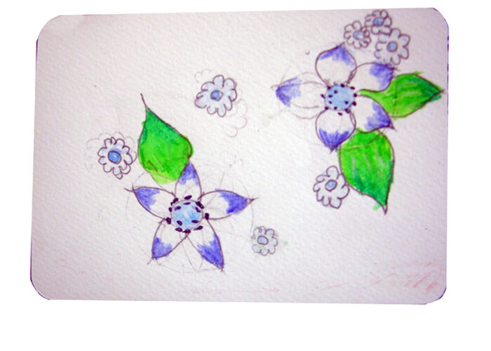 carte postale fleurs aquarelle enfants