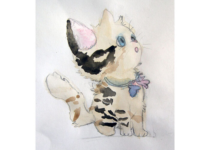 chat aquarelle dessin enfant