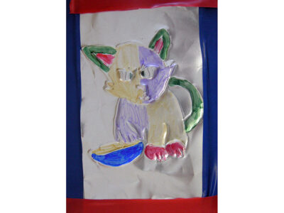 chat métal repoussé enfant
