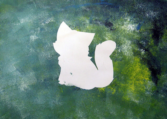chat silhouette blanche peinturue enfant