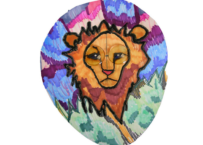 lion effet vitrail dessin enfant