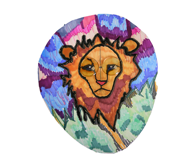 lion effet vitrail dessin enfant