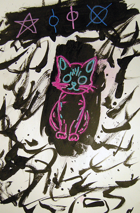 chat encre noir sur gomme a masquer 9 12 ans lubersac