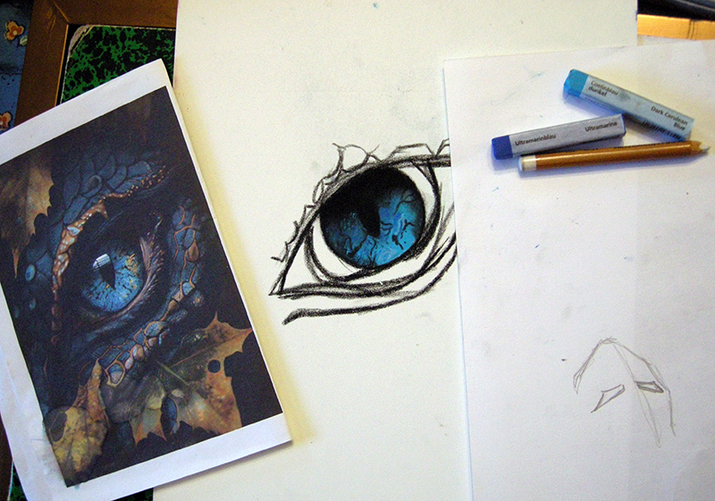 dessin pastel oeil dragon ados masseret