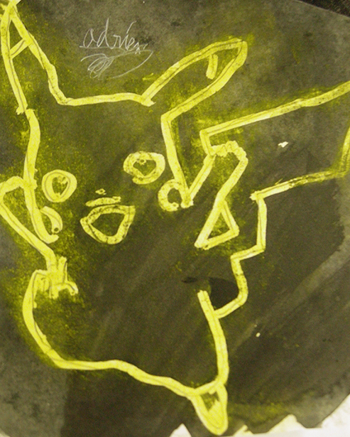 effet neon avec encre de chine et pastel enfants lubersac