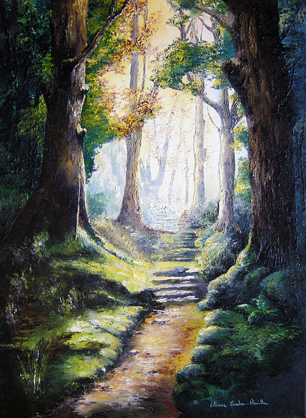 Escalier huile sur toile 40x60cm