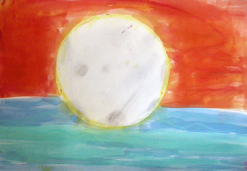 coucher de soleil encre pastel enfant masseret