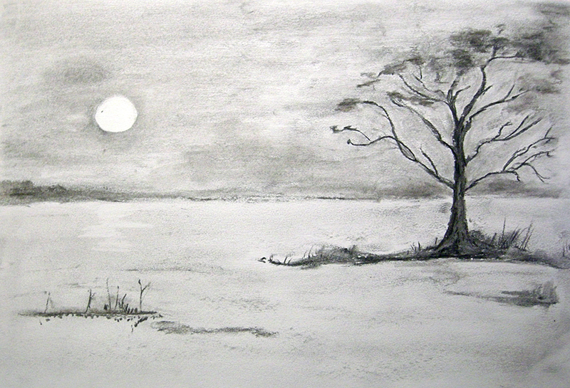 paysage fusain adulte masseret