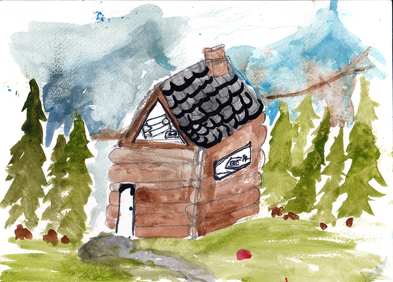 chalet montagne peinture enfant masseret