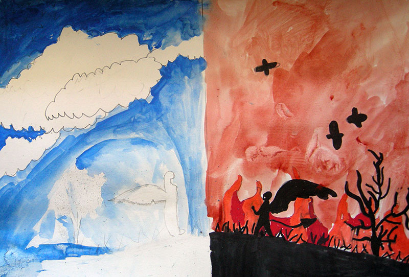 enfer et paradis encre peinture enfants masseret