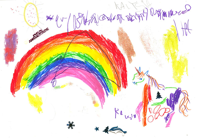 licorne arc en ciel dessin enfant masseret