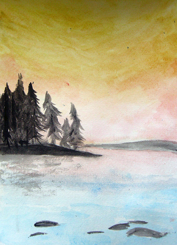 paysage aquarelle peinture enfants masseret