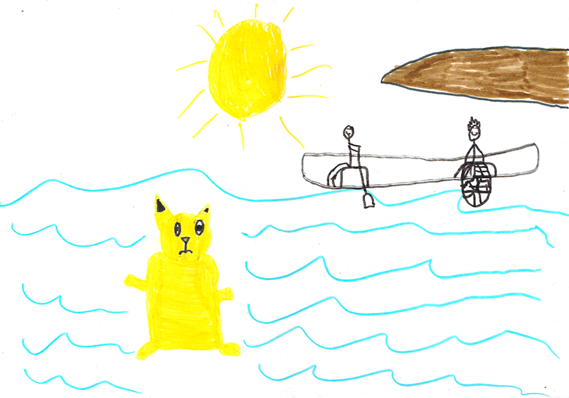 pikachu dans la mer dessin enfant