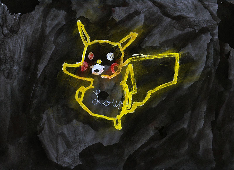 pikachu dans la nuit dessin enfant