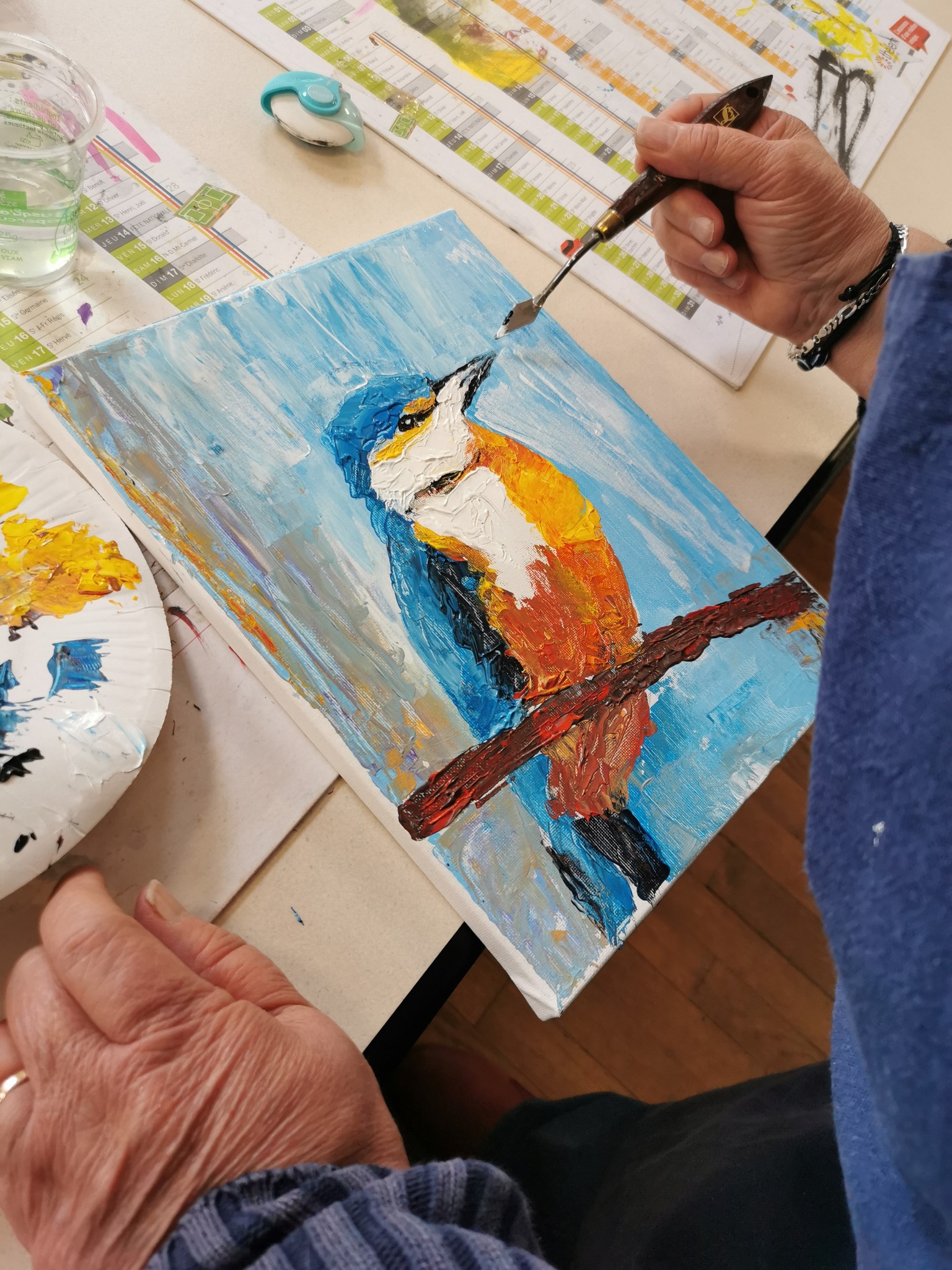 cours dessin peinture la croisille sur briance oiseau huile