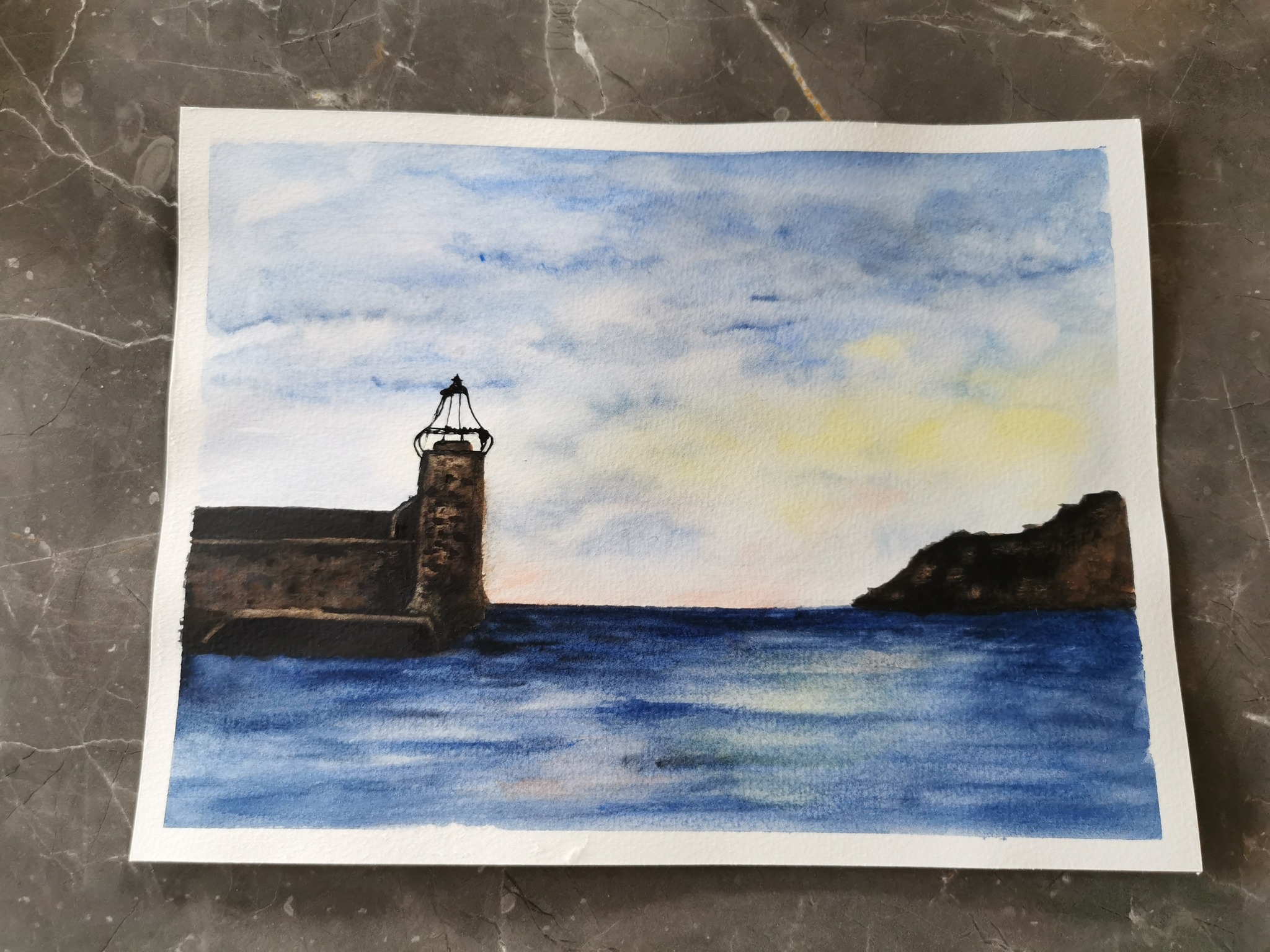 cours dessin peinture la croisille sur briance paysage phare aquarellejpg