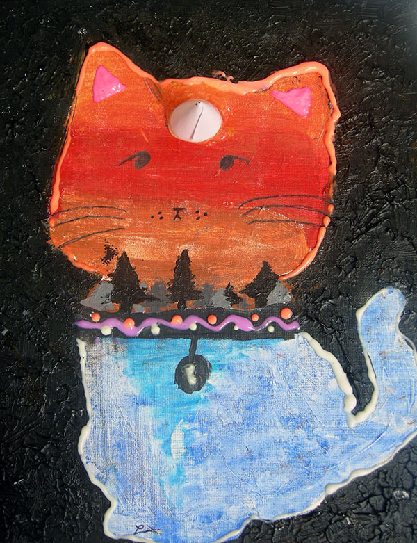 chat acrylique sur toile enfants lubersac