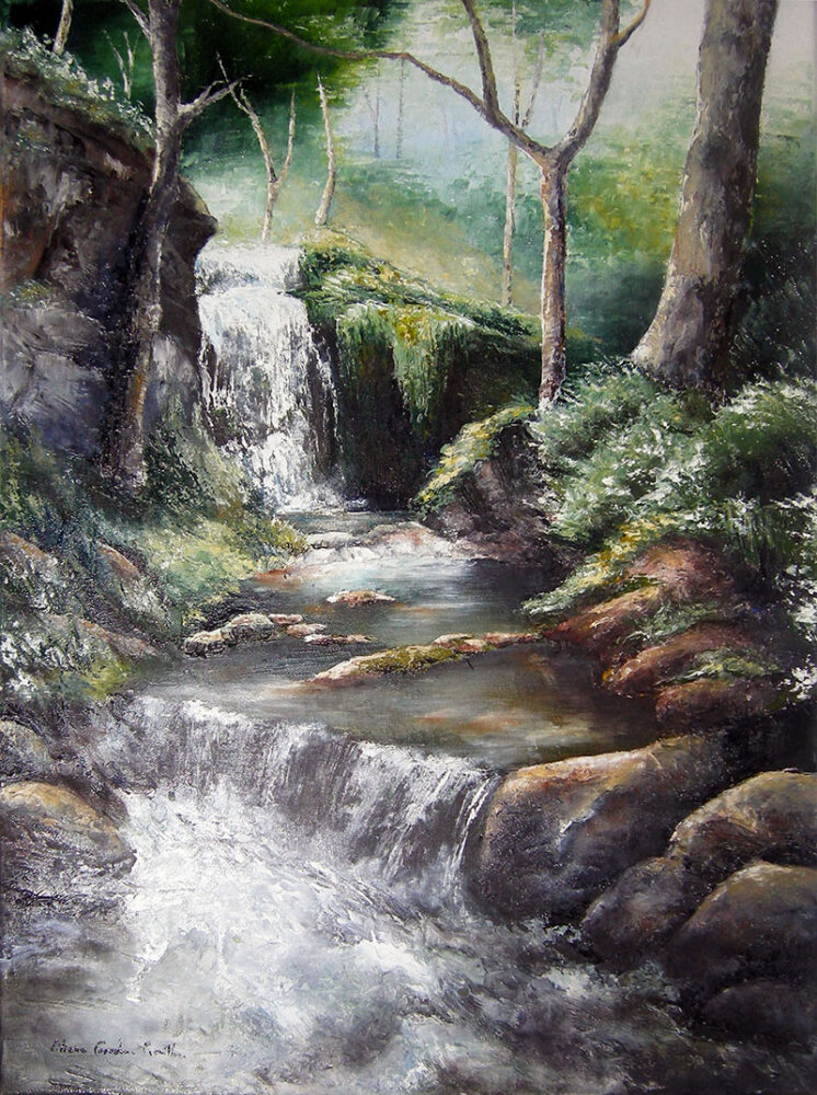 cascade 60x45cm huile sur toile 2026