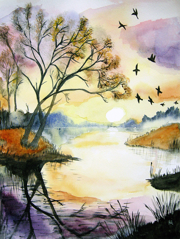 paysage aquarelle