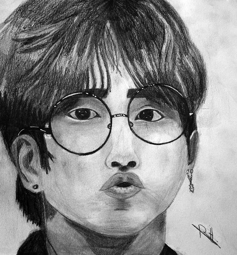 portrait k pop crayon graphite
