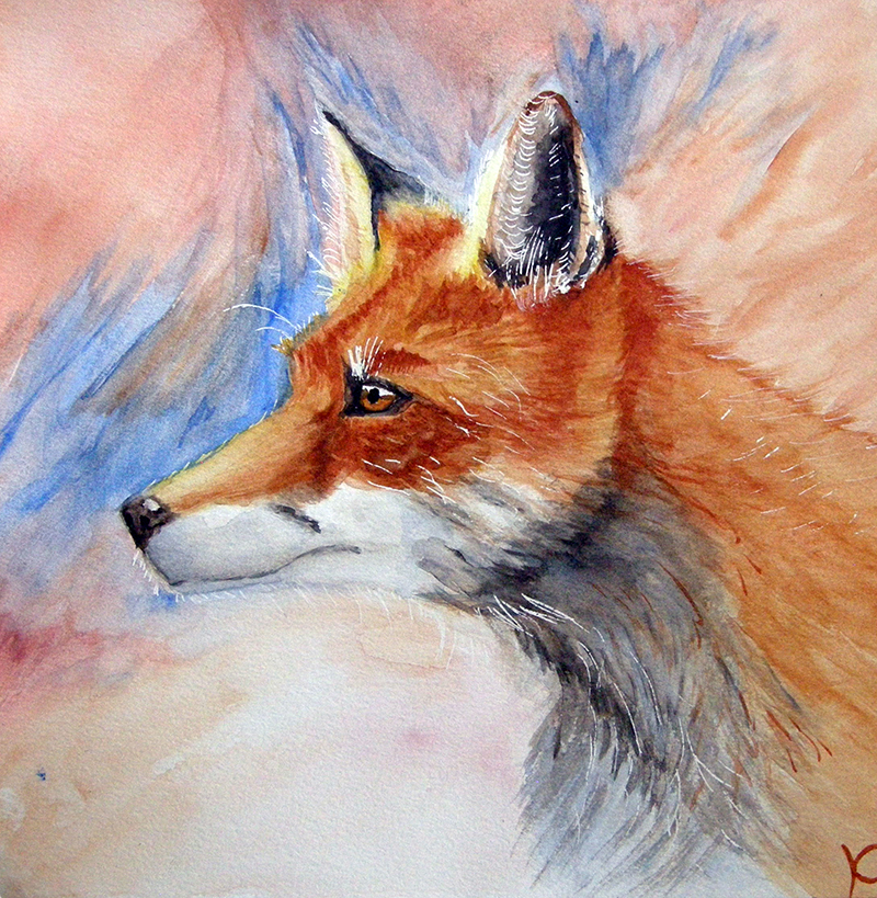 renard aquarelle